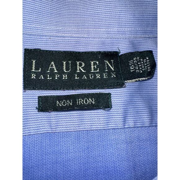 Lauren Ralph Lauren Dress Shirt Men’s Size 16.5 34/35 Blue Button-Down Non-Iron - Picture 5 of 6
